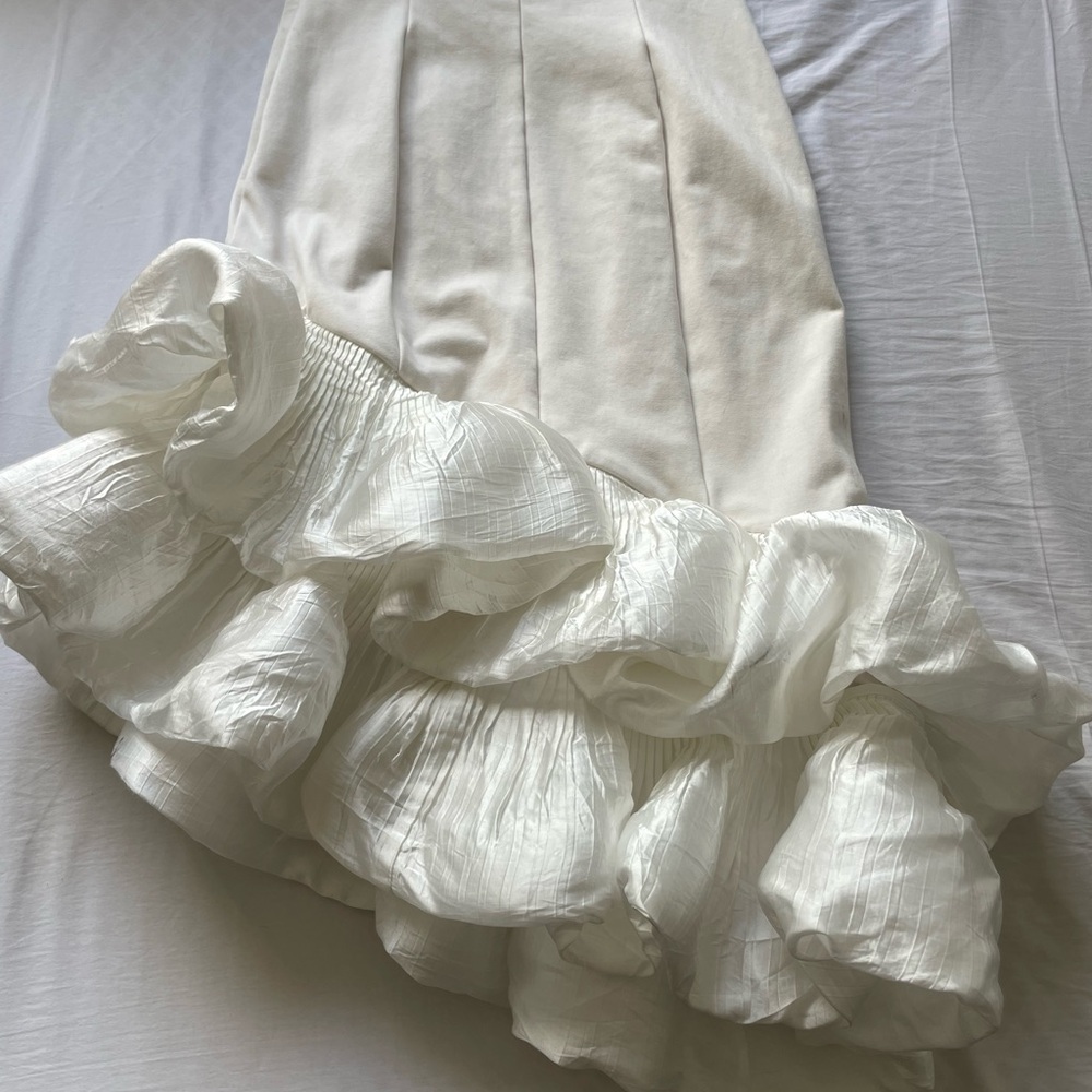 BHLDN White Strapless Ruffled Trumpet Dress - Picture 8 of 14